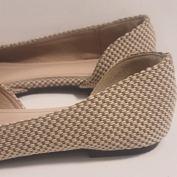 Pearl Embellished Pointed Toe Slip On Shoes Sophisticated Tan Tweed Flats 7.5 - Picture 8 of 14